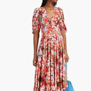 Maje Rehana Jungle Blush Dress Floral Hankerchief Hem size 36